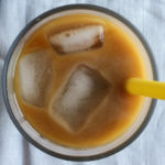 Straw in a glass with cold brewed coffee