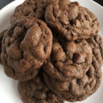 A plateful of Chocolate Chocolate Chip Cookies