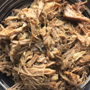 A bowl of pulled pork
