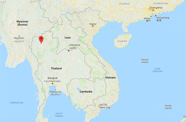 A Google map showing where Chiang Mai is located relative to other southeast Asia countries