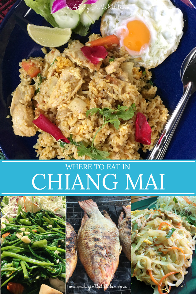 Images of Thai food with text overlay Where To Eat In Chiang Mai