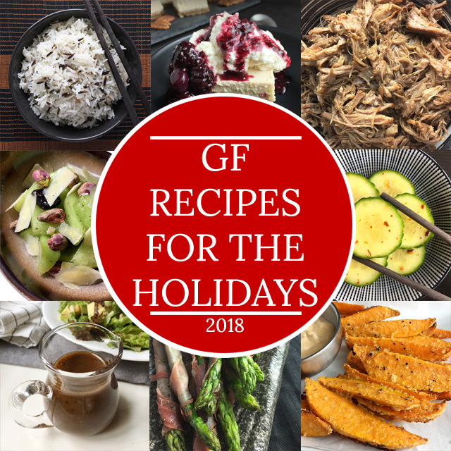 Collage of photos of gluten-free recipes for the holidays 2018